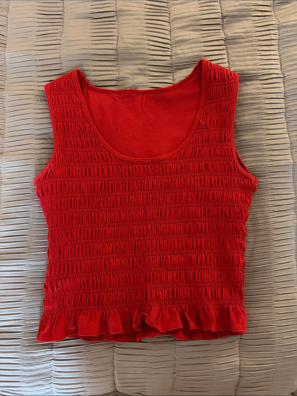Abercrombie Reversible Women's Red Smocked Tank Top with Ruffle Hem